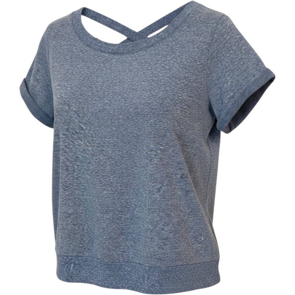 Skechers Sport Top Womens XL Blue Heathered Strappy Back Short Sleeve Athleisure